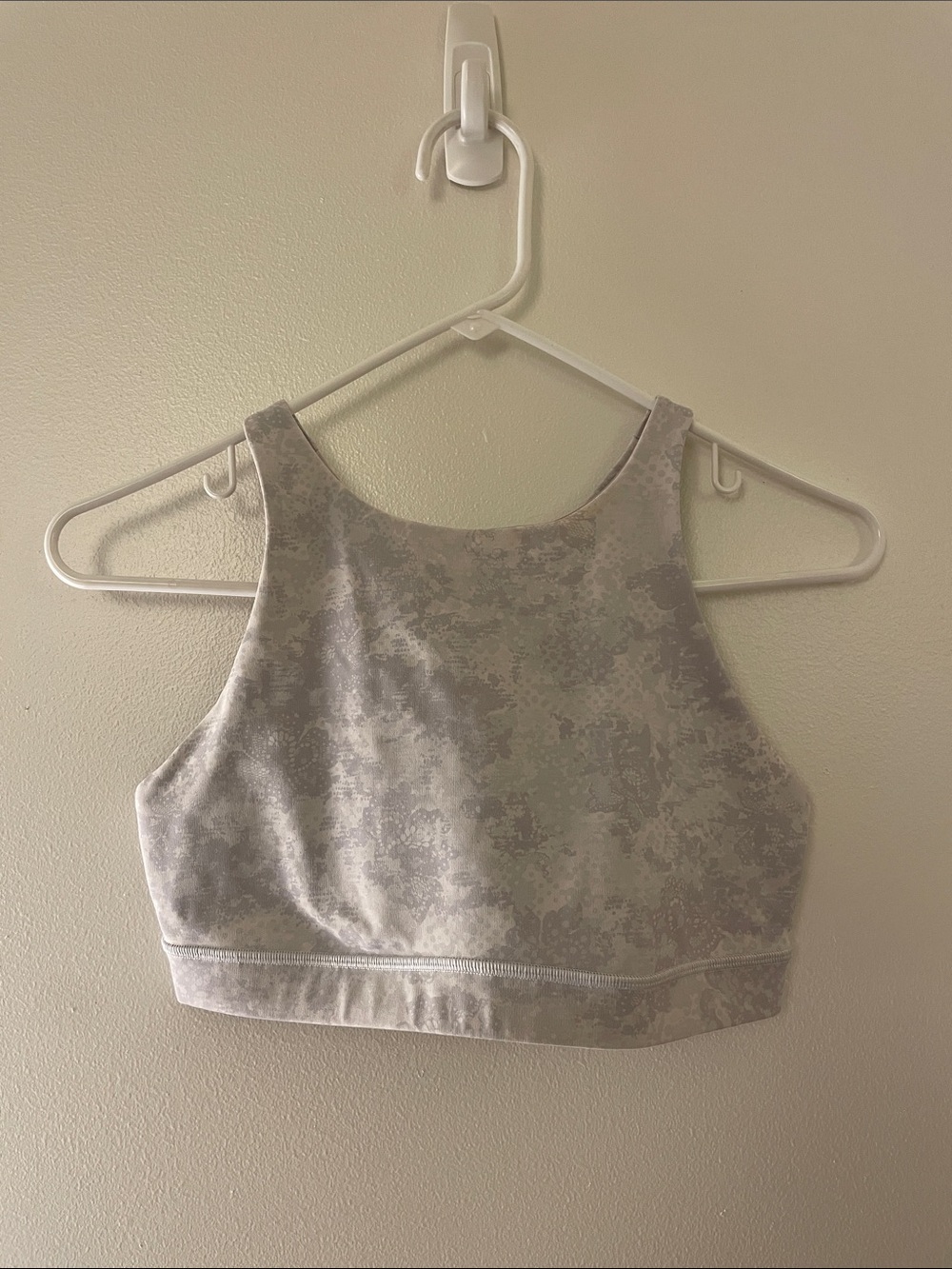 Lululemon Cropped High Neck Athletic Sports Bra - Light Gray Pattern